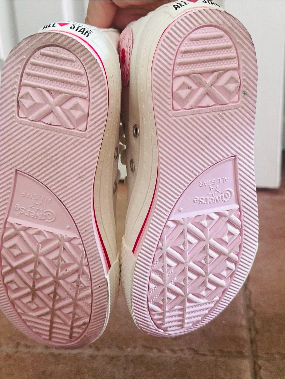 Converse White High-Top Sneakers with Pink Accents